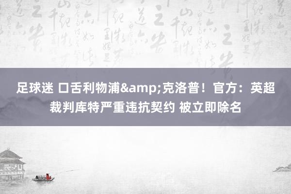 足球迷 口舌利物浦&克洛普！官方：英超裁判库特严重违抗契约 被立即除名