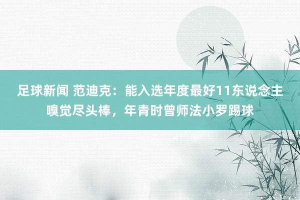 足球新闻 范迪克：能入选年度最好11东说念主嗅觉尽头棒，年青时曾师法小罗踢球