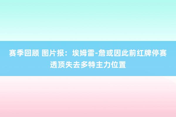 赛季回顾 图片报：埃姆雷-詹或因此前红牌停赛透顶失去多特主力位置