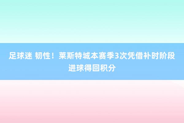 足球迷 韧性！莱斯特城本赛季3次凭借补时阶段进球得回积分