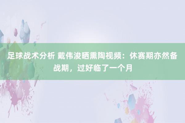 足球战术分析 戴伟浚晒熏陶视频：休赛期亦然备战期，过好临了一个月