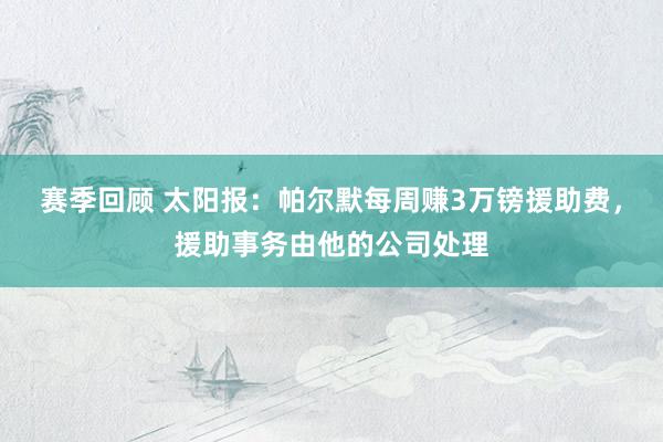 赛季回顾 太阳报：帕尔默每周赚3万镑援助费，援助事务由他的公司处理