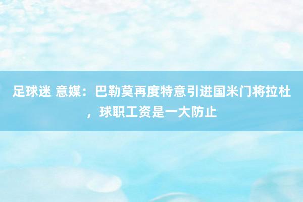 足球迷 意媒：巴勒莫再度特意引进国米门将拉杜，球职工资是一大防止